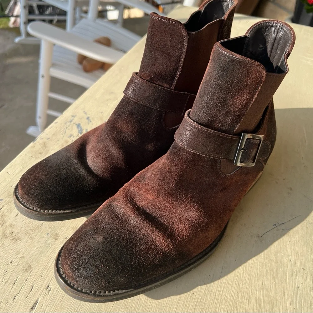 Mario Fagni Men’s 8.5M Brown Suede Jodhpur Boots – Made in Italy, Leather